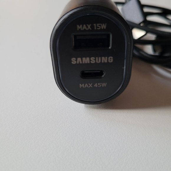 SAMSUNG Super Fast Dual Car Charger (45W+15W) w/Type-C Charging Cable SET OEM - Picture 3 of 4